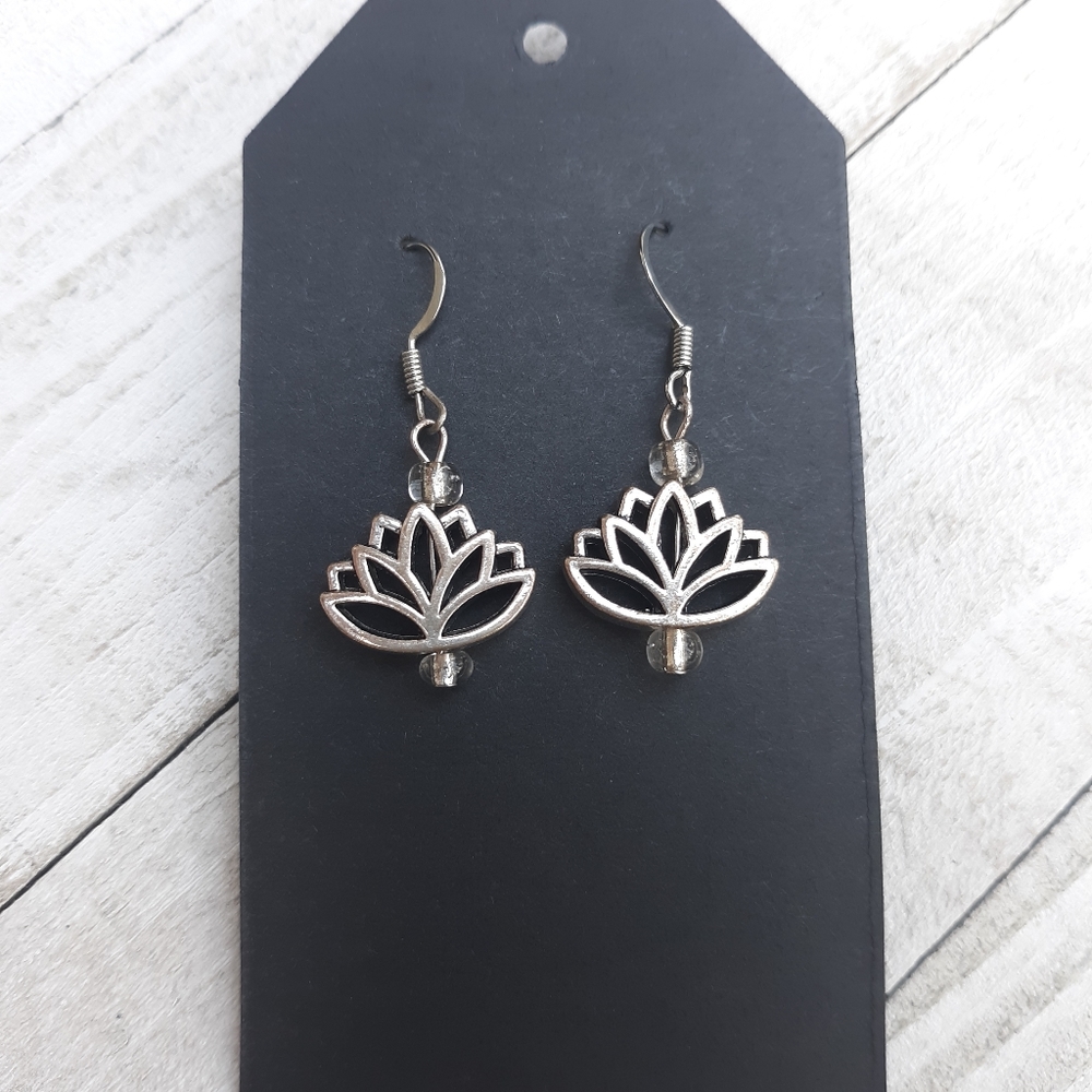 Lotus Flower Dangle Earrings